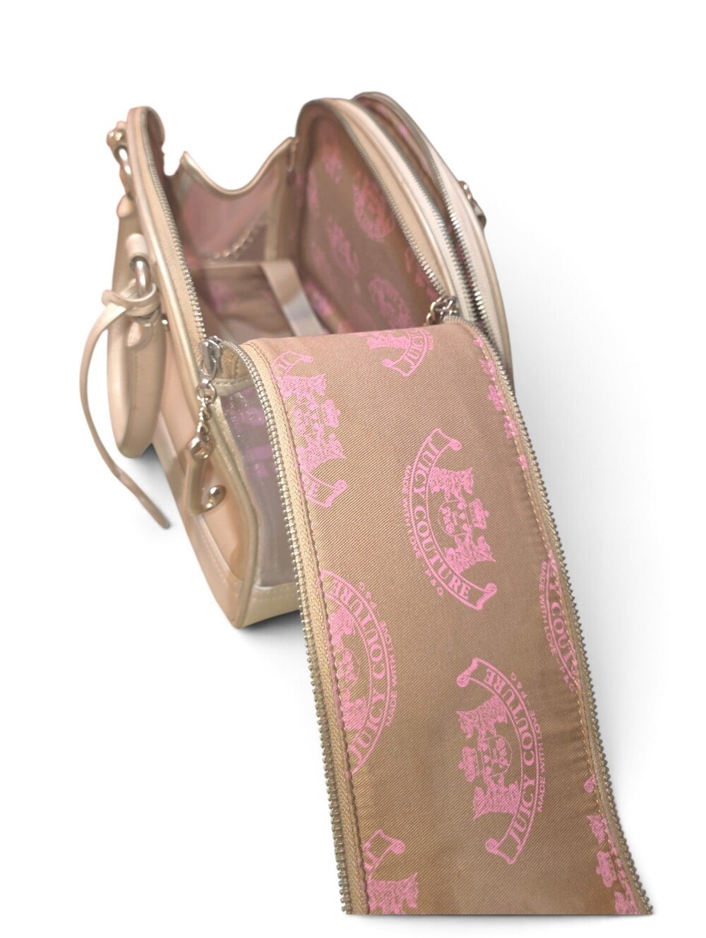 Vintage Juicy Couture Pet Animal Carrier Bag with Crossbody Strap Gold Tan Color - Picture 8 of 14